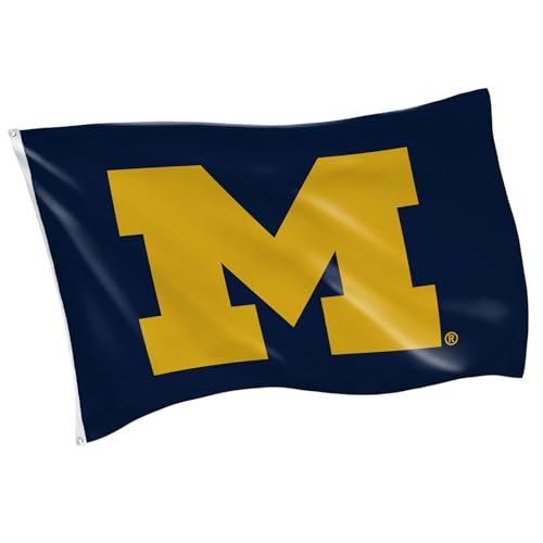NCAA University Of Michigan Flag with Grommets 3x5 Michigan Wolverines Outdoor College Flags & Banners for Garden Patio Indoor Wall Dcor