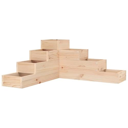 Eleganz Scala per piante in legno di pino massiccio, 4 gradini, 80,5 x 79 x 36 cm, cura naturale del giardino per fiori e piante, scala in legno stabile e durevole