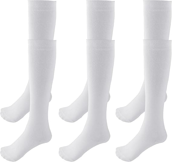 Image of WKLOUYHE 3 Pairs School Uniform Cotton Knee High Socks Athletic Sports Soccer Socks Tube Sock for Girls and Boys