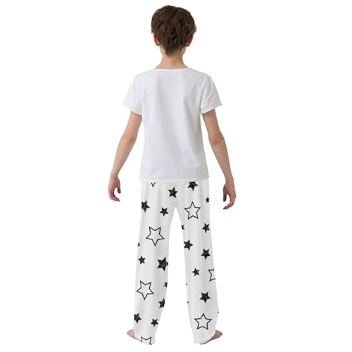Boys' Pants Black Stars White Simple Long Bottoms Jogger Pants Elastic Waist Trousers with Pockets S-XL3