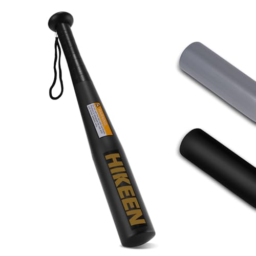 Hikeen 17 inch Robust Steel Baseball Bat for Adult Kids With Non-Slip Handle and Paracord Wrist Strap Self and Home Defense Black