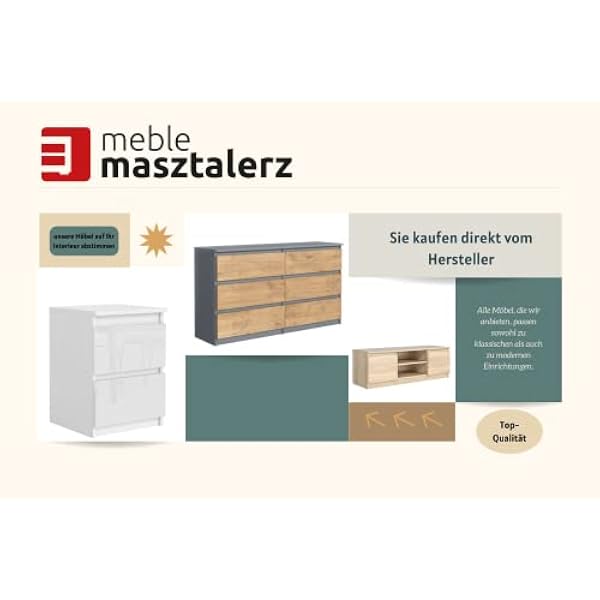 Мебель Masztalerz Комод белый 70 см, матовый, с 4 ящиками — 70x102x39 см — Комод для гостиной, спальни — Комод с ящиками — Комод с ящиками