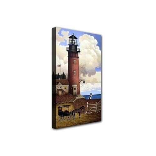 Peinture Diamant 75x150cm Plage Phare : Kit Complet DIY 5D Grand Format