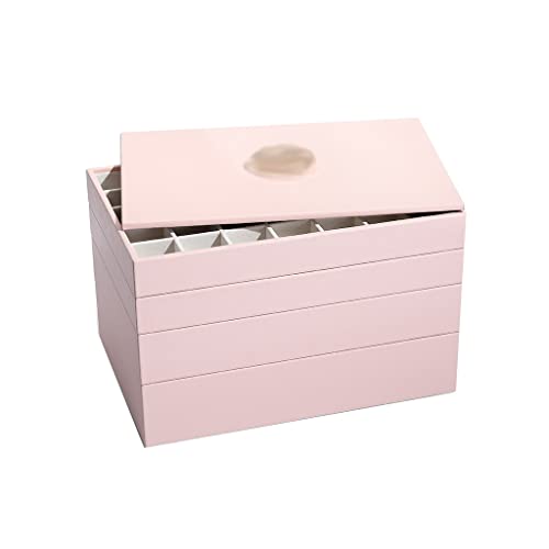 NCKIDESI Uhren Aufbewahrung Jewelry Leder Schmuckkasten Watchbox Mit Schmuck-Display-Schublade-Uhr-Gehäuse-Organizer-Speicher-Vier Deck Präsentation und Aufbewahrung (Color : Pink) Cover
