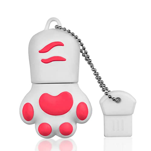 Clé USB 64Go, Cle USB Lovely Pendrive 64 Go Cartoon Flash Drive USB 2.0 Pattes de Chat Mémoire Stick Pen Drive pour Cadeau, PC, Tablette Stockage de données (Blanc)