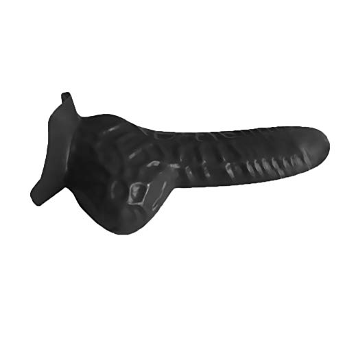 EXLATEX Men's Latex Rubber Anatomical Cock and Ball Sheath Condom with Edge for Gluing Curl (One size, Black)