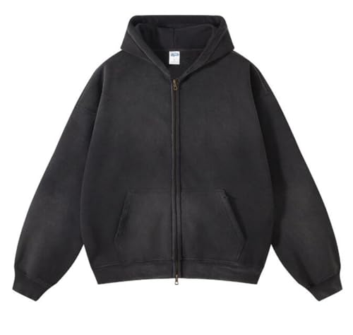 Womens Oversized Hoodies Streetwear Unisex Vintage Hoodies Zip Up Acid Wash Sweatshirt for Men Heavyweight