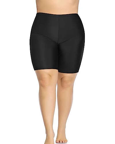 Aqua Eve Plus Size Swim Shorts Women Tummy Control Swimsuit Bottoms High Waisted Bikini Bottom Black 18 Plus #TOP1