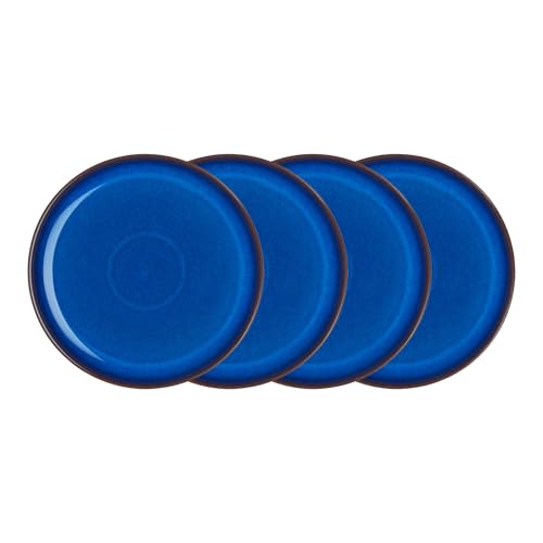 Denby Imperial Set of 4 Coupe Dinner Plate Set, One size, cobalt blue