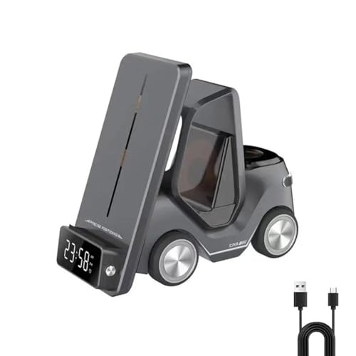 Estación de carga universal con diseño de carretilla elevadora para reloj inteligente, diseño de coche, estación de carga nocturna de 1 y 6 luces