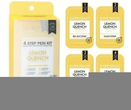 Lemon Quench 4 Step Pedi Kit, Sea Salt Soak, Sugar Scrub, Foot Care Set