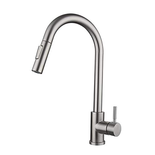 Grifo de rotación de 360 ​​°, grifo de cocina extraíble de arco alto de una sola manija, grifo mezclador de inducción caliente y frío, grifos de fregadero de acero inoxidable con rociador extraíble, n