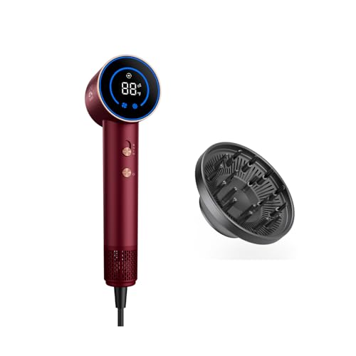 Fanttik SonicDry H10 APEX Hair Dryer with Diffuser, 110,000 RPM Brushless Motor, 80% Faster Drying, 56dB Low-Noise, 0.74lb Lightweight, Ionic Technology for Home & Travel Use - Red