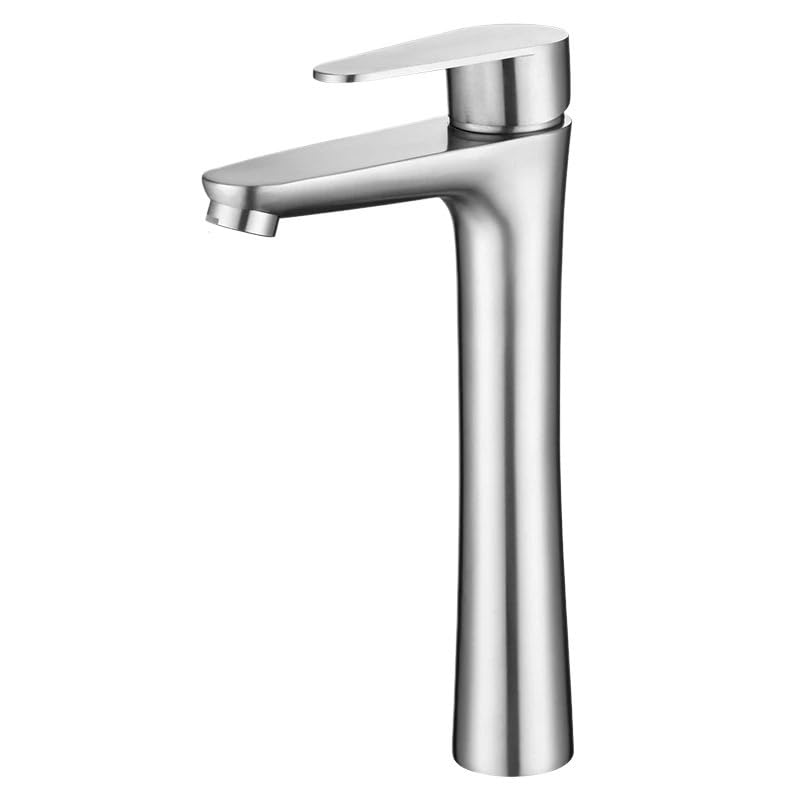 Lavabo en acier inoxydable pour meuble vasque : robinet haut monotrou design