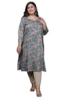 MAYASONS Women's Plus Size Reyon Floral Printed A-Line Kurta for Women | Big Size | Formal Wear Kurti | Staight Kurti | Office Wear Kurti | (7XL, Grey)