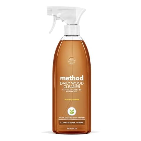 Method Daily Wood Cleaner, Almond, Plant-Based Formula That Cleans Shelves, Tables and Other Wooden Surfaces While Removing Dust & Grime, 28 oz Spray Bottles, (Pack of 1) Cover