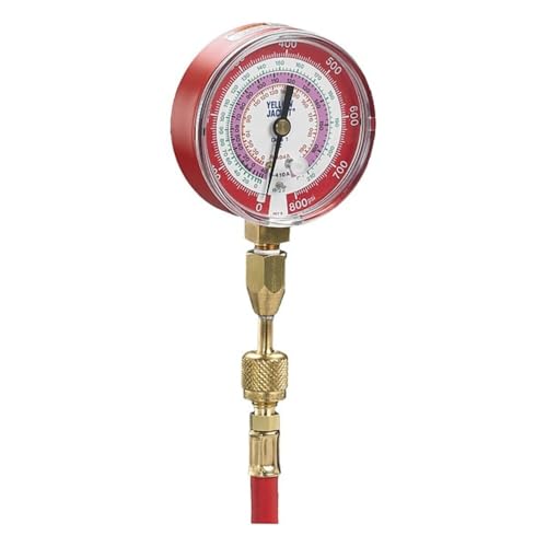 Yellow Jacket 40344 Red Single Test Pressure Gauge (R22/R410A/R404A) W/12" Hose