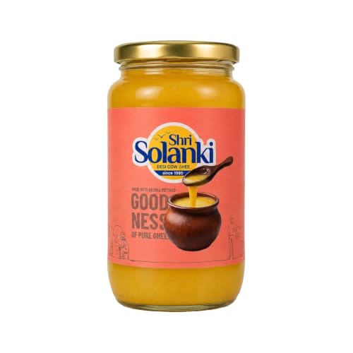 Image of SHRI SOLANKI Premium A2 Desi Cow Cultured Desi Ghee | Vedic Bilona Two Way Churned | Indian Desi Cow Ghee, Pure A2 Ghee, Natural & Healthy, Non-GMO | Lab Certified (1 Litre)