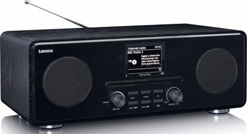 Lenco DIR 260 Internetradio - DAB+ Digitalradio - Bluetooth - WLAN - Radio-CD Player - 2,8“ Farbdisplay - AUX - Wecker - App Steuerung via Undok - 2 x 10 Watt RMS - schwarz