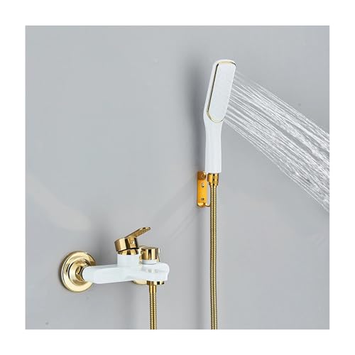 Robinet de baignoire mural en laiton blanc douchette 3 modes XANAYXWJ