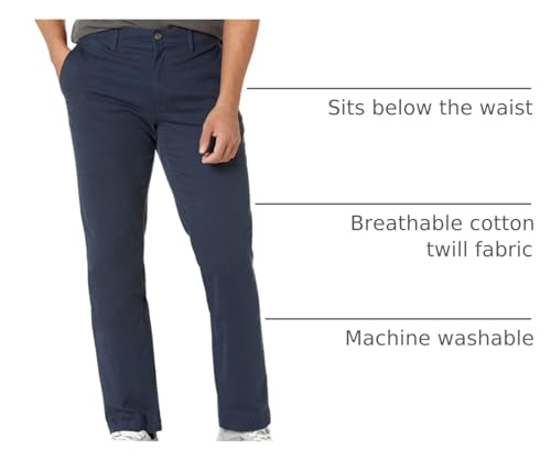Amazon Essentials Herren Legere Stretch-Chinohose mit schmaler Passform, Dunkles Marineblau, 36W / 30L