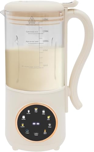 JuanNest 1400ML Máquina para Hacer Leche De Nueces con 16 Cuchillas, 8 En 1 Automática De Almendras Caseras, Avena, Soja, Leche A Base De Plantas Y Bebidas Sin Lácteos, Máquina De Almendras
