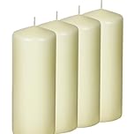 simpa Unscented Ivory Pillar Candles Smokeless Burn 100 Hour Burn Time 80mm x 200mm - Set of 4