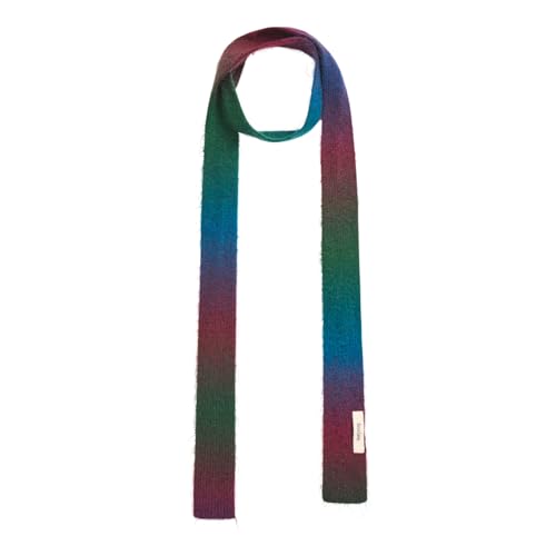 Alexis Leroy Women's Chic Striped Scarf Long Slim Patchwork Color Intestine Shape Wrap Decorative Scarf Rainbow Color