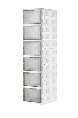 6 Katlı Katlanabilir Beyaz Ayakkabılık ve Portatif Organizer, 25,5 cm x 34,5 cm x 105,5 cm