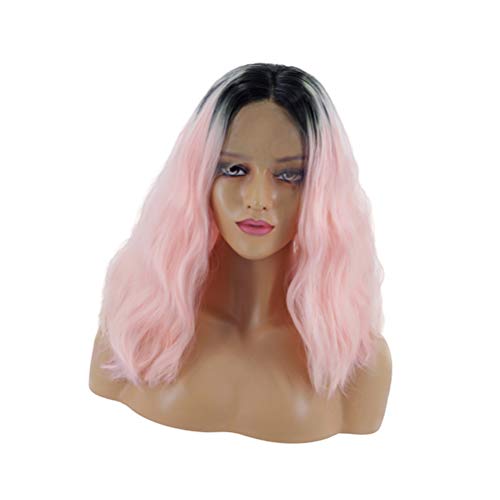 Lurrose Peruca de cabelo curto encaracolado exclusiva Acessórios para cabelo elegante Capa de peruca