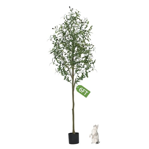 Olive Trees Artificial Indoor, Artificial Olive Tree 6FT Faux Olive Tree for Home Office Decor...
