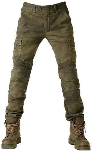 Alpha Rider Motorradhose Herren Jeans Textil Motorrad Hose mit Protektoren, Sportliche Motorrad Hose mit Oberschenkeltaschen Armee Grün M