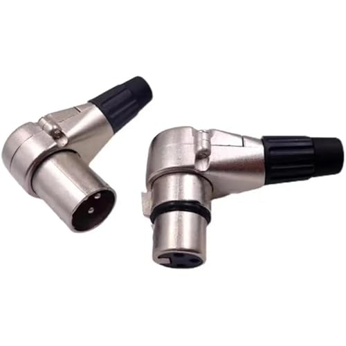 Conector XLR hembra de 90 grados y tres pines para micrófono de audio, 1 ud.