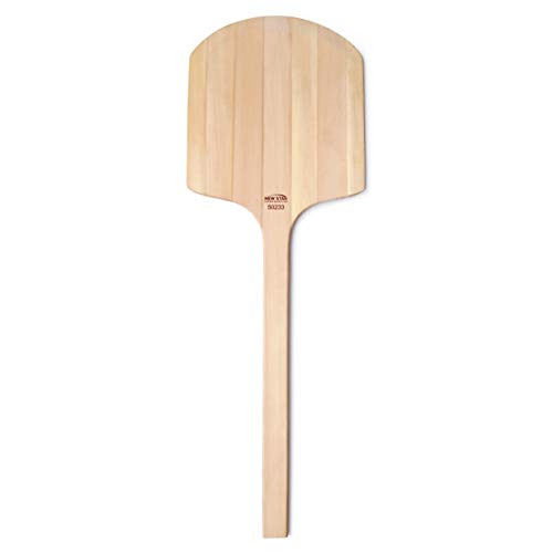 Image of New Star Foodservice 50233 Restaurant-Grade Wooden Pizza Peel, 14 inch L x 12 inch W Plate, with 22 inch L Wooden Handle, 36 inch Overall Length