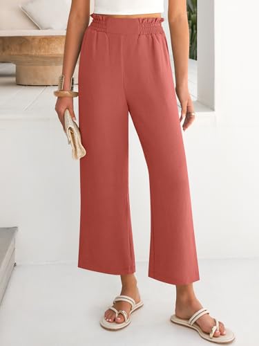 Image of ANRABESS Womens Wide Leg Palazzo Pants Summer Beach High Waisted Cropped Flowy Pants 2026 Dressy Casual Trousers with Pockets