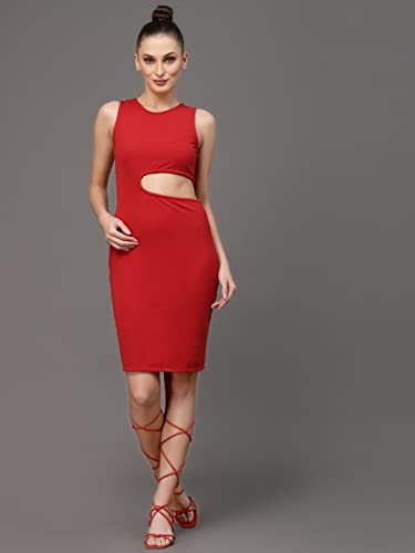Image of OOMPH! Women's Polyester Blend Bodycon Knee-Length Dress Pack of 1