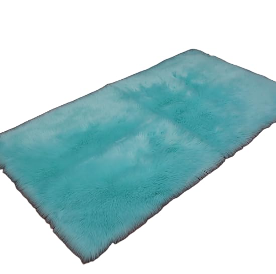 Tapis en peluche pour chambre à coucher 80x150cm et tapis intérieur antidérapant bleu