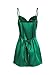 ZAFUL Women's Satin Sleeveless Spaghetti Strap Mini Dress Sexy Slip Cowl Neck Silky Cocktail Party Dresses(Green, S)