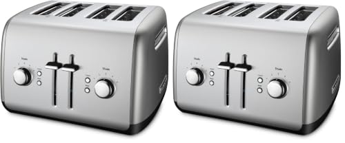 Image of KitchenAid 4-Slice Manual Lift Toaster, KMT4115, Contour Silver (Pack of 2)