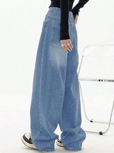 Image of KOTTY Women's Wide Leg Denim Jeans | Relaxed Fit High Waist Stylish Jeans