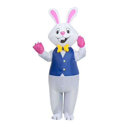 JAZGROM Inflatable Costumes Adults Bunny Costumes Blow Up Halloween Bunny Suit Rabbit Outfit for Women Mens Cosplay Party
