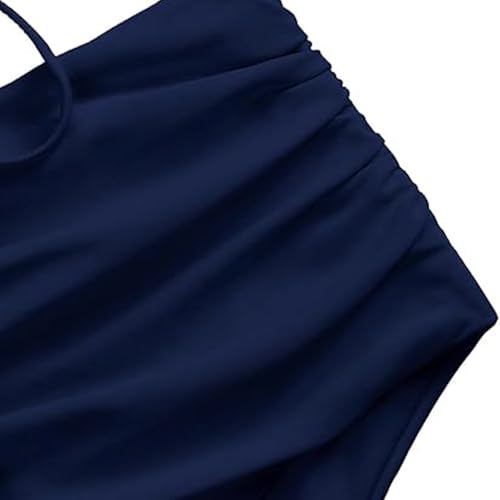 ZAFUL 2025 Women's Crisscross Ruched High Waisted Bottom Bikini Set Two Piece Bathing Suits Swimsuit Tankini,S