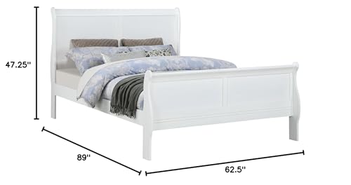 Queen-Size-Bed-White-Solid-Wood-1pc-Bed-Bedroom-Sleigh-Bed-Bedroom-Furniture Queen Size Bed White Solid Wood 1pc Bed Bedroom Sleigh Bed Bedroom Furniture
