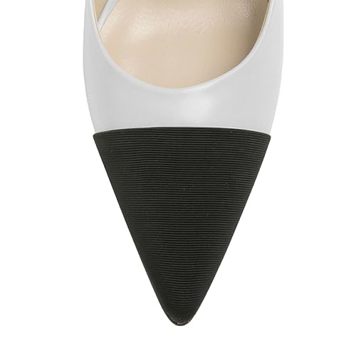 FOWT Women Pointed Cap Toe Pumps Slip on Chunky High Heels Formal Office Evening Wedding Shoes Size 4-16 US4