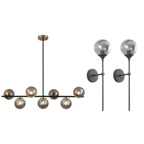 KCO Lighting Mid Century Modern Sputnik Chandelier Black and Brass