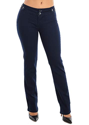 Moda Xpress Low Rise 2 Button Butt Lifting Dark Navy Bootcut Stretchy Jeans