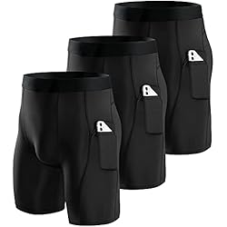 Niksa 3 Piezas Mallas Running Hombre Cortas Pantalones Cortos Compresión Básica Hombre Pantalones Cortos Entrenamiento con Bolsillo para Celular Secado Rápido Transpirable Pantalones Cortos
