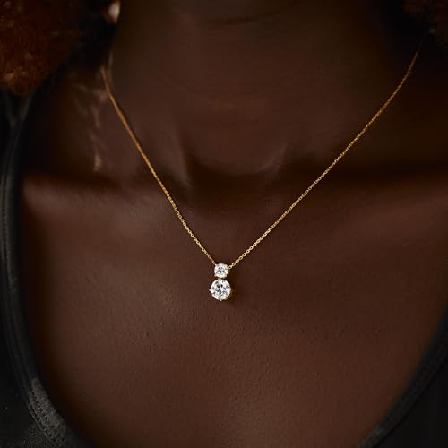 STORYJEWELLERY Cubic Zirconia Necklace, 18K Gold Plated Necklaces, Simple Sterling Silver Stone Necklace for Women, Elegant Wedding Necklaces for Brides, Gold Plated Jewelry for Women4