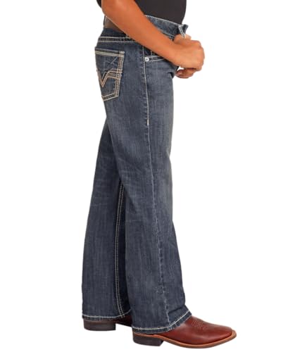 Rock & Roll Boys' Two Toned Embroidery Bootcut Jeans3