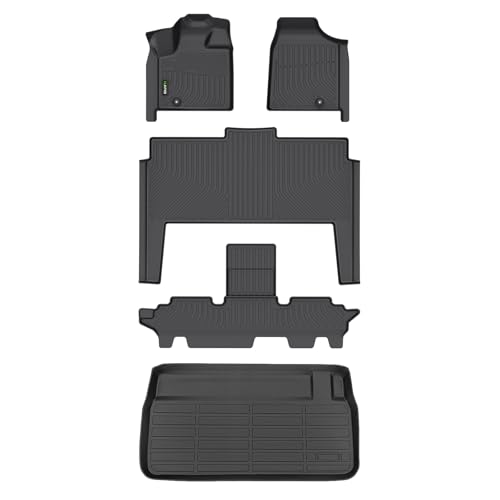HAFIDI Floor Mats & Cargo Liner Set Fit for 2021-2011 Dodge Grand Caravan 7 Seat All Weather Protection TPE Anti-Slip Automotive Full Set Floor Liners Custom Accessories - Black